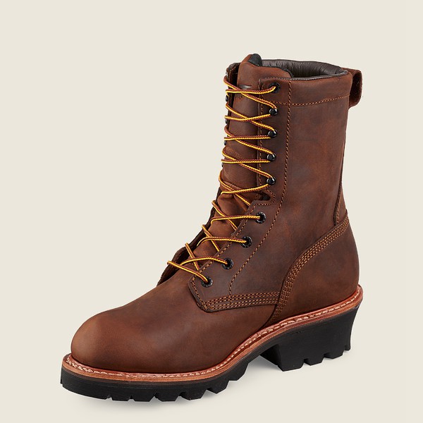 Red Wing Work Boots Brown - Mens Loggermax - 9-inch Insulated Waterproof Soft Toe - 7193-IEZUD